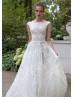 Sabrina Neck Ivory Lace Floral Wedding Dress